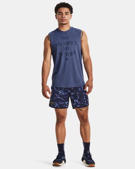 Men's Project Rock Mesh Printed Shorts in Blue image number 2